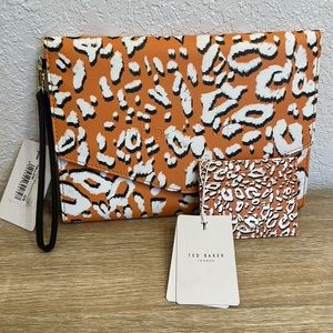 Ted Baker London yellow leopard envelope clutch and card holder
